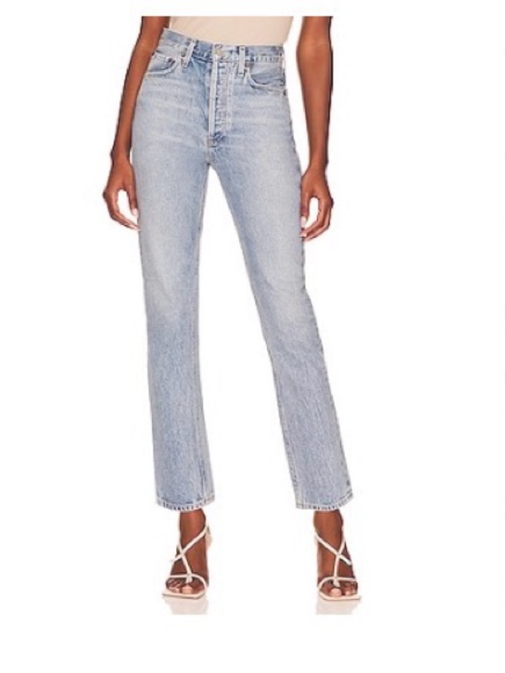 Agolde Riley High Rise Straight Crop Jeans - Renewal Light Blue